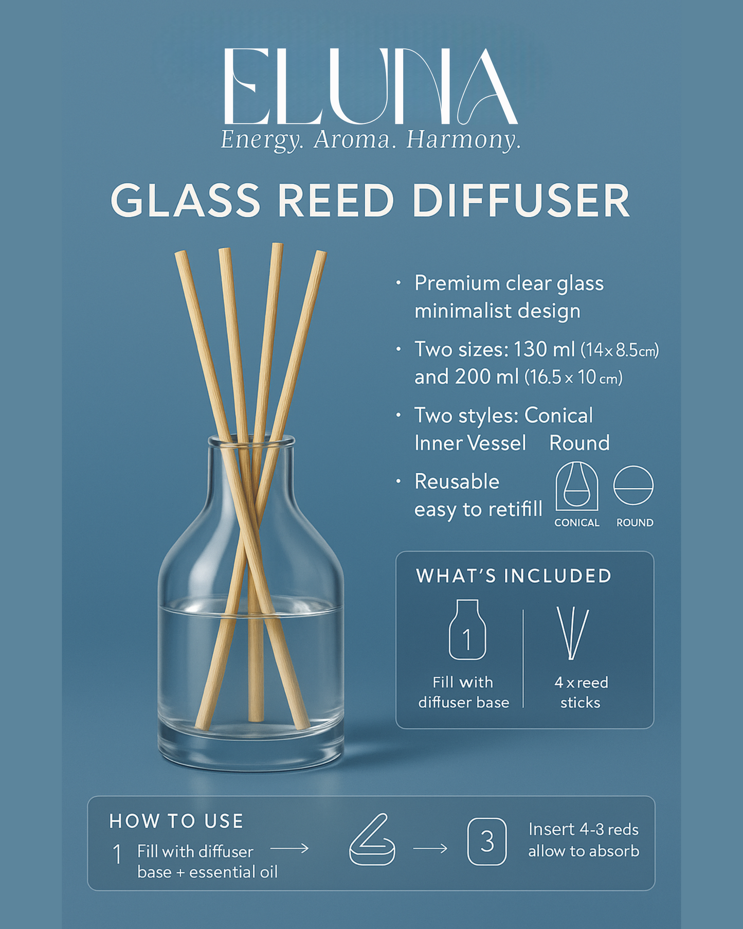 Glass Reed Diffuser Bottle